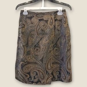 🌷 3 for $20 🌷 Vintage 90s brown Paisley above knee wrap skirt